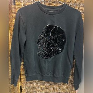 Zara Men- Black, Skull‎ Sweatshirt, Size: Small, Fits like XS, Pre-Owned